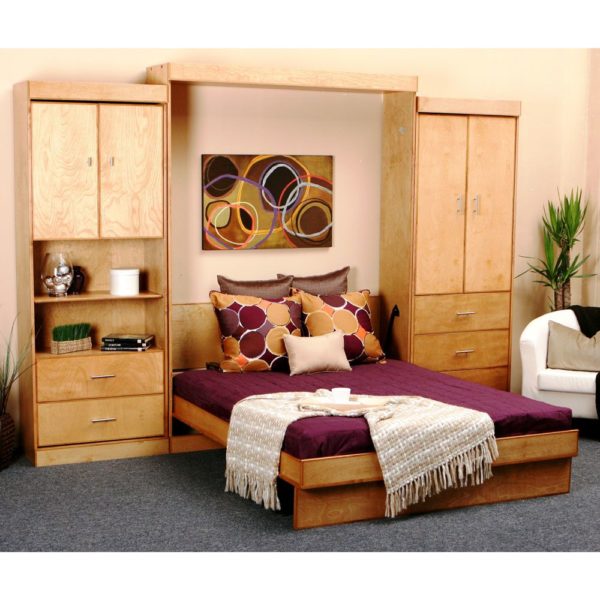 Euro Basic Wallbed light wood color open