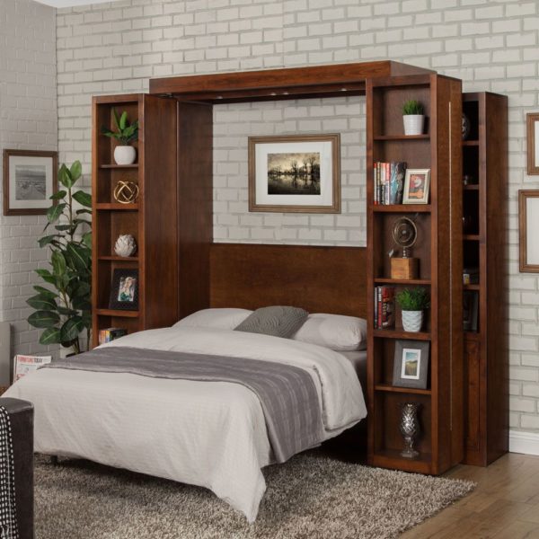 Library Murphy Bed, Bookcase Wall Bed open