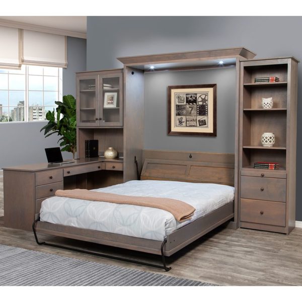 Oxford style murphy bed with Lights - open