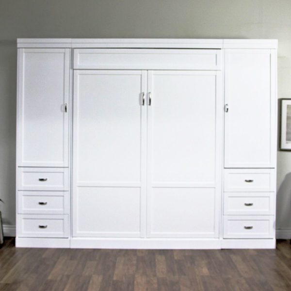 Ryland wallbed with cabinets, in white- closed