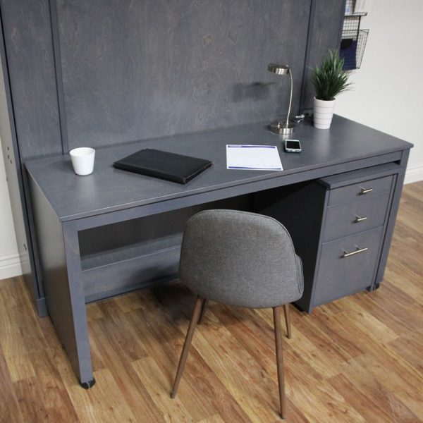 custom murphy bed with desk, Austin, TX - Sonoma model in gray