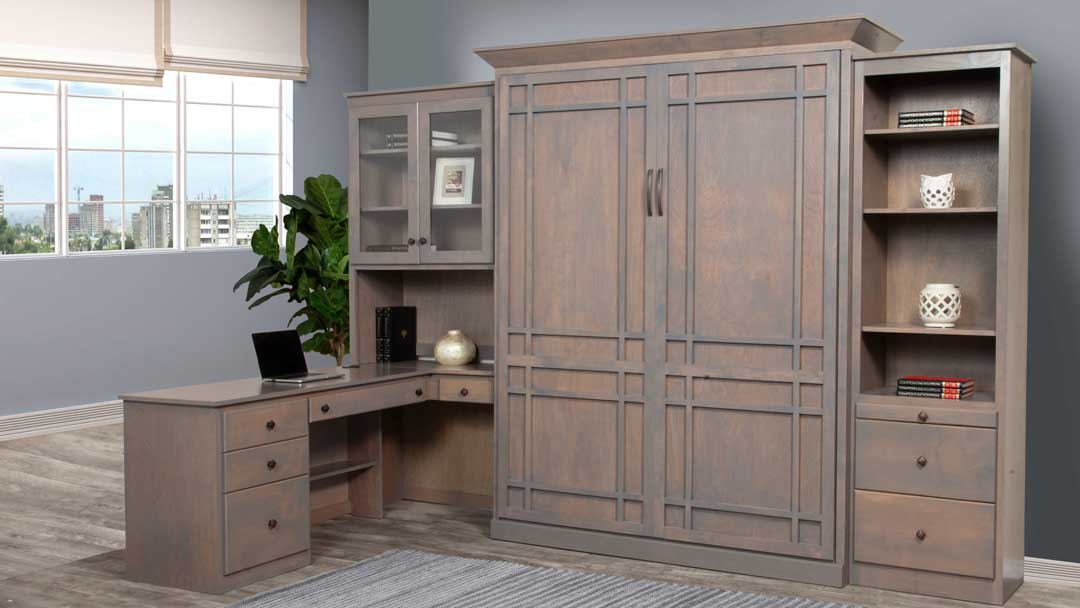 Oxford Queen Murphy Bed with desk Closed