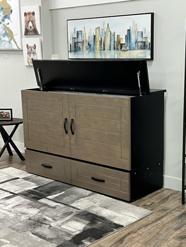 Metro cabinet bed - pebble grey open